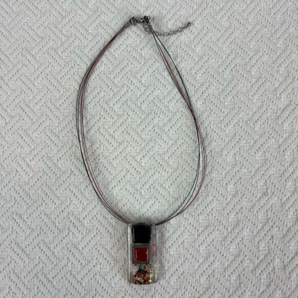 Vintage Resin Art Glass Clasp Closure Necklace Statement Piece - Picture 14 of 15